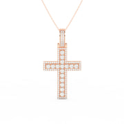 3Ct Round Moissanite Men Cross Pendant 14K White Gold Plated